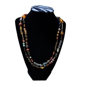Handmade Women's Necklace Multicolored Acrylic‎ Stones Size 28 Inches